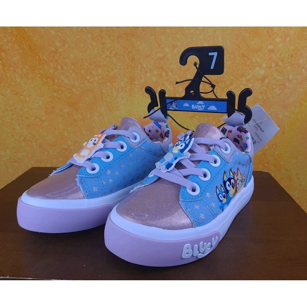 Bluey & Bingo Ground Up Toddler Pink Glitter Court Sneakers Shoes Size 7